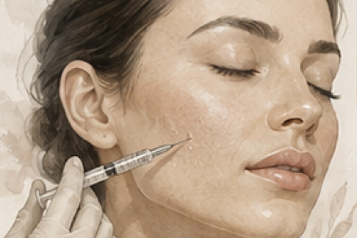 Illustration of dermal filler treatment