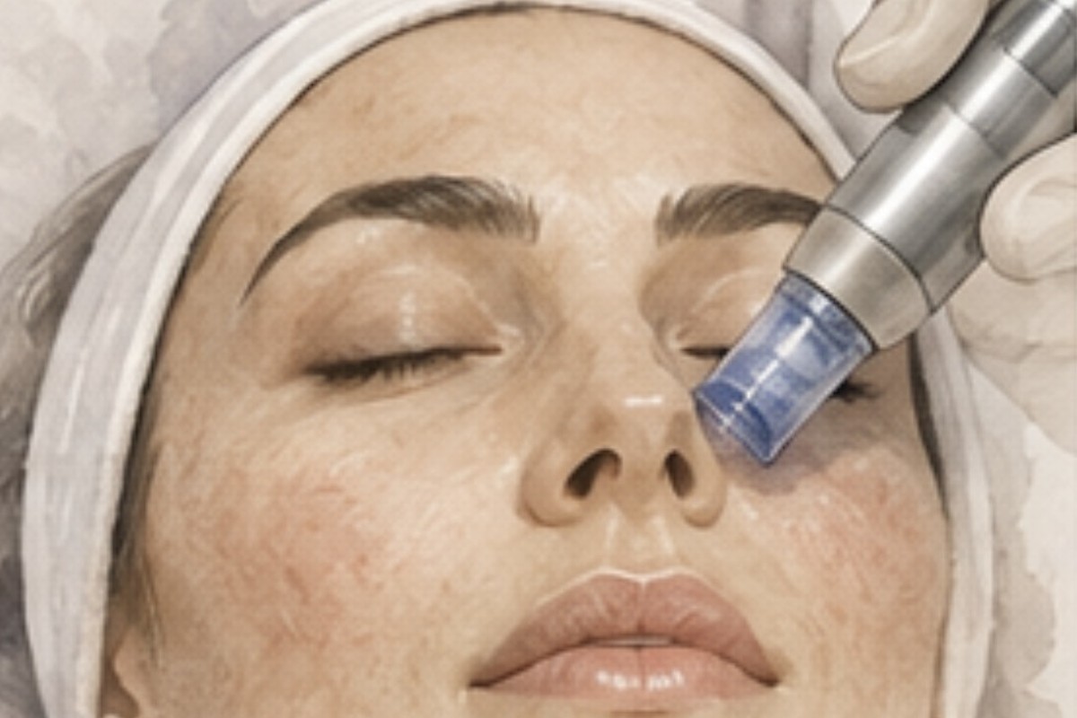 Illustration of medical-grade microneedling